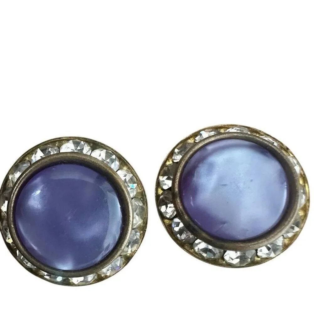 Coro Purple Moonglow Rhinestone Clip-On Earrings